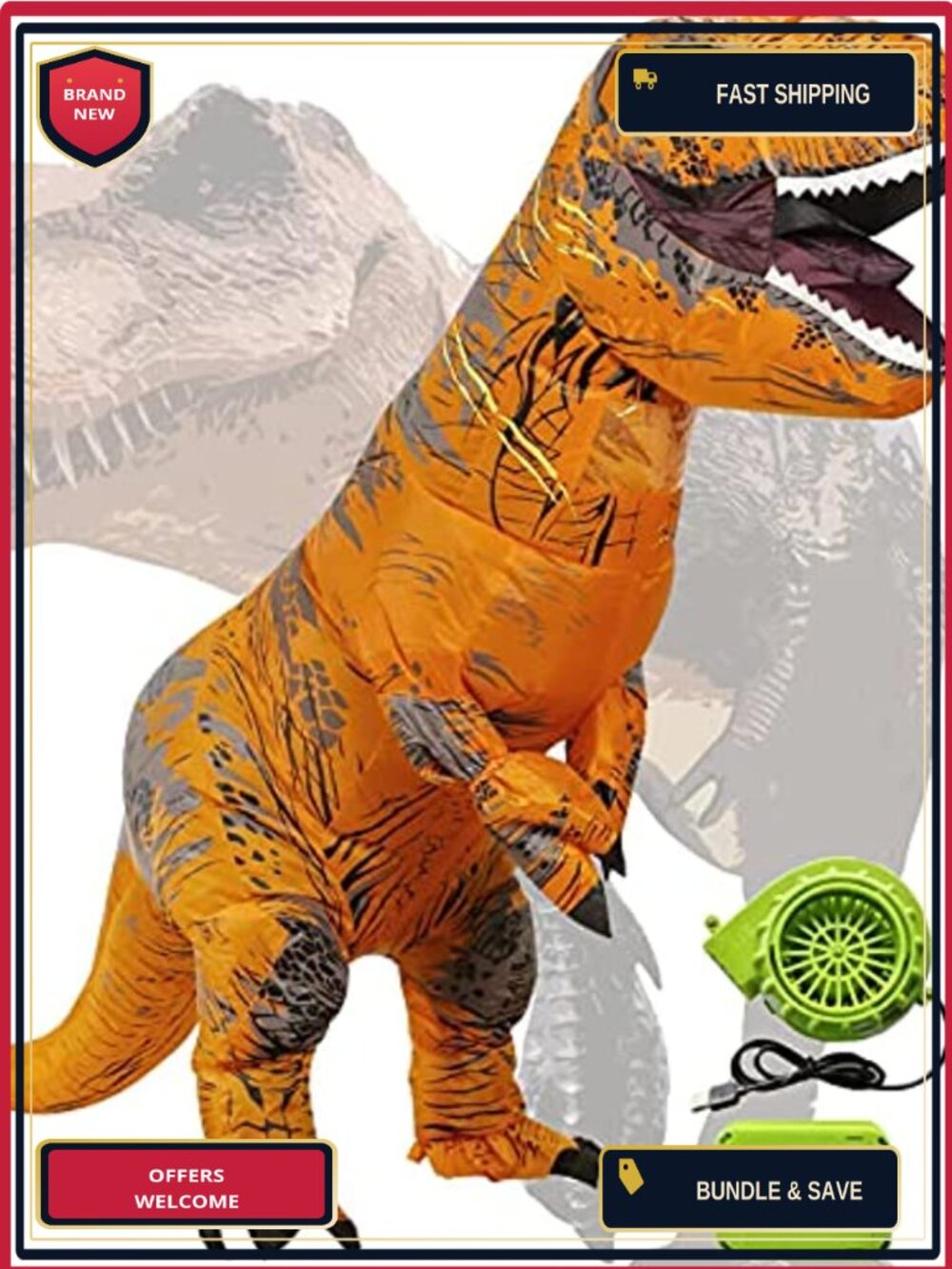 Inflatable Dinosaur Costume Adult Halloween Blow Up Cosplay Suit